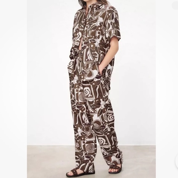 ❌SOLD OUT❌ MARA HOFFMAN Finn printed hemp shirt and straight-leg pants (SET) - Picture 3 of 16